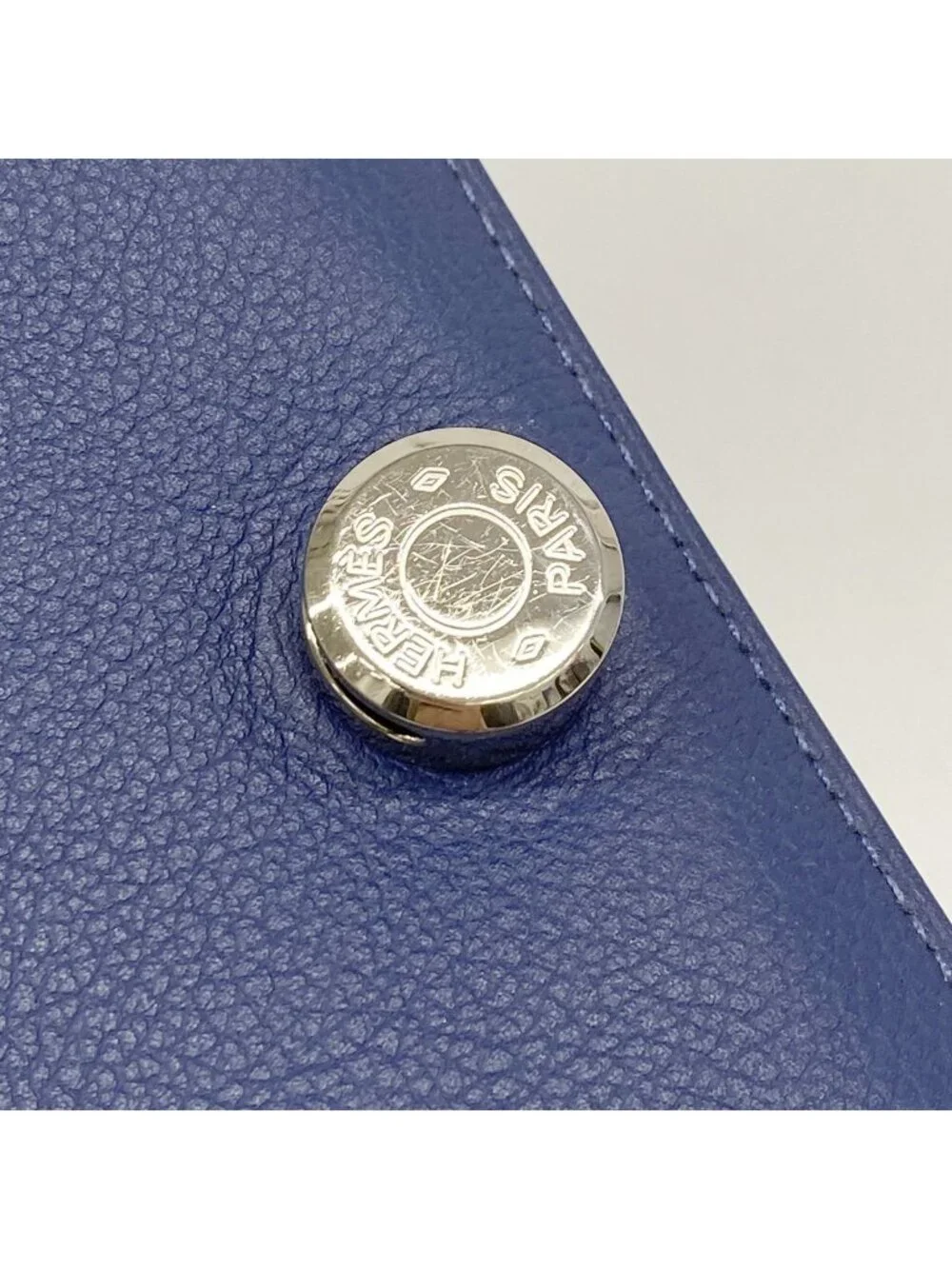 Hermes Coin Purse Dogon Compact Ever Color Blue Brighton Silver